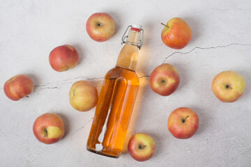apple cider vinegar on a brown table