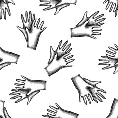 Obraz premium Seamless pattern with black and white medical gloves