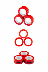 Spinner red, magnetic rings, toy for children 8 +
