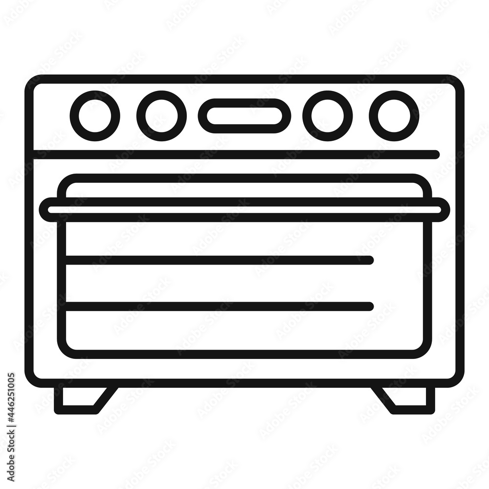 Sticker Kitchen convection oven icon outline vector. Electric grill stove