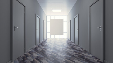 The Corridor in office building. 3D rendering