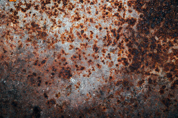 Aged rusty weathered background with cracks, scratches and spots or grunge rough surface backdrop.