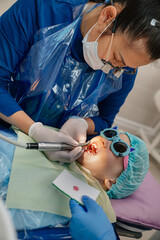 oral hygiene. teeth cleaning at stomatologist. regular visits to dentist