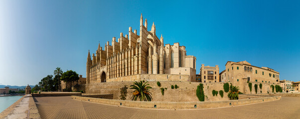 Image of Famous Cathedral La Seu in Palma de Mallorca Spain