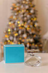 Generic perfume bottles in a gift set on christmas background