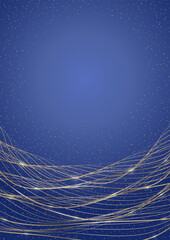 青とゴールドの抽象的な美しい波模様と光の背景