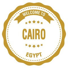 WELCOME TO CAIRO - EGYPT, words written on dark yellow stamp