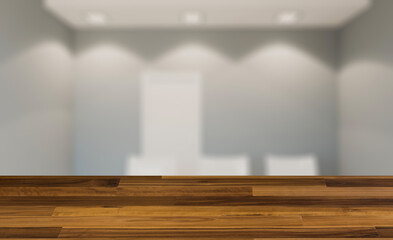 Background with empty table. Flooring. Modern meeting room. 3D rendering.