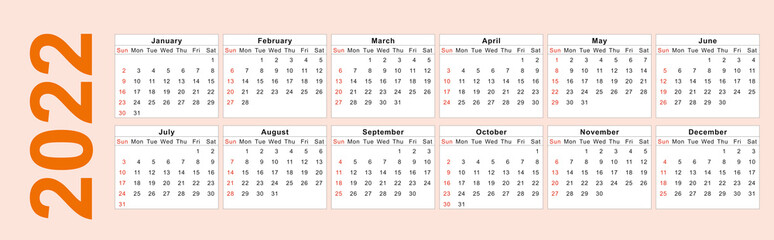 Calendar 2022 corporate design template vector. Happy new year tiger 2022