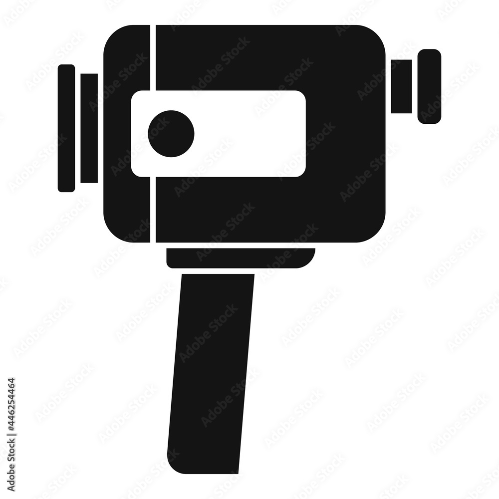 Poster modern handle camcorder icon simple vector. movie camera