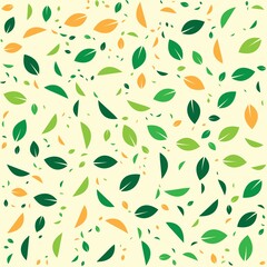 seamless leaves on yellow background illustration. Beautiful leaf pattern for printing. Vector illustration