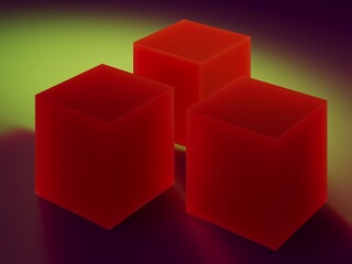 Geometric composition of different objects, 3D rendering