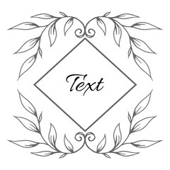 frame with floral ornament hand drawn line design vector