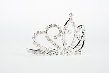 Bridal wedding tiara is made with crystals.