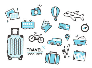 かわいいいろいろな旅行のアイコンセット／シンプル／セット © ニワトコ