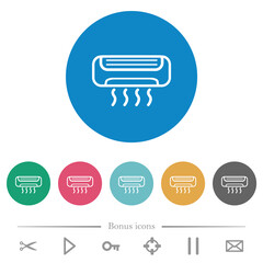 Air conditioner outline flat round icons