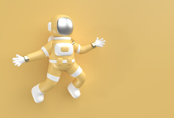 3d Render Astronaut Jumping in action 3d illustration Design.
