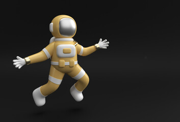 3d Render Astronaut Jumping in action 3d illustration Design.