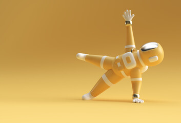 3d Render Spaceman Astronaut Standing a Hand Yoga Pose 3d illustration Design.