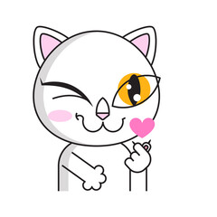 Cat loves k pop. Korean symbol hand heart