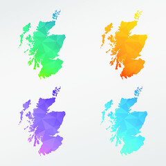 Scotland, UK Low Poly Map Clip Art Design. Geometric Polygon Graphic National Icon. Vector Illustration Symbol.