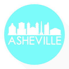 Obraz premium Asheville, NC, USA Round Button City Skyline Design. Silhouette Stamp Vector Travel Tourism.