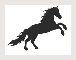 black graceful silhouette of a galloping horse