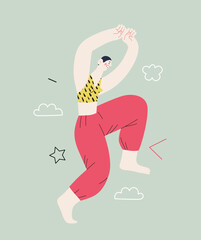 Happiness - happy people jumping in the air cheerfully