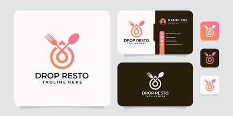 Gradient drop restaurant fork and spoon logo inspiration