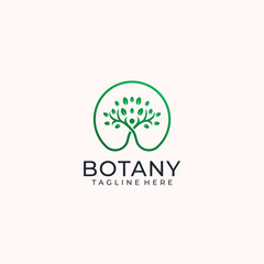 Fototapeta na wymiar Tree logo green garden branch logo design. Logo can be used for icon, brand, identity, symbol, agriculture, organic, botanical, summer, and floral