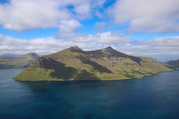 The impressive landscape of Faroe Islands on a beautiful day in summer