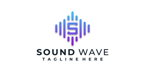 Sound wave equalizer technology logo inspiration