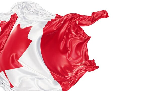 Realistic 3D animation of the national flag of Canada fly away opener rendered in UHD with alpha matte