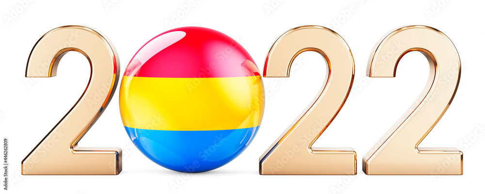Poster 2022 with pansexual flag. 3d rendering