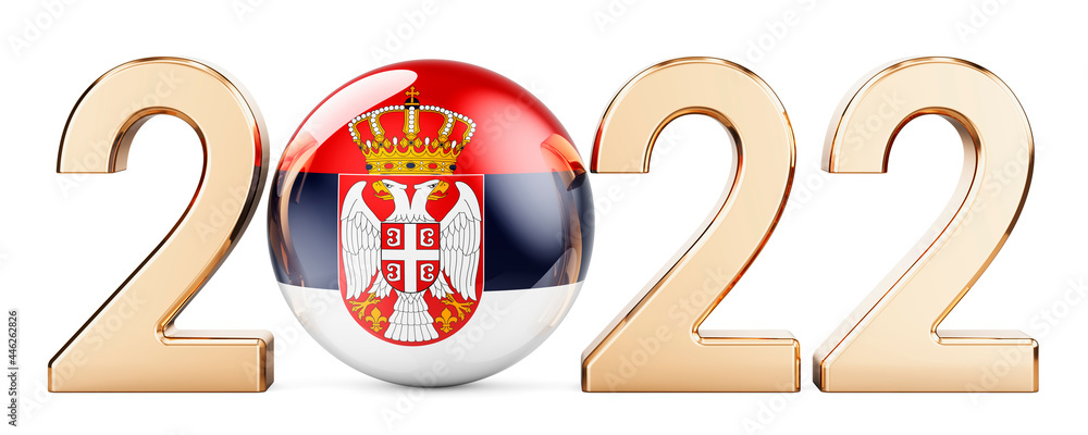 Poster 2022 with serbian flag, 3d rendering