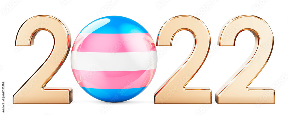 Poster 2022 with transgender flag. 3d rendering