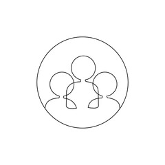 Obraz premium Creative Three People team continuous line drawing on white background.