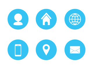 Business card icon set on white background.