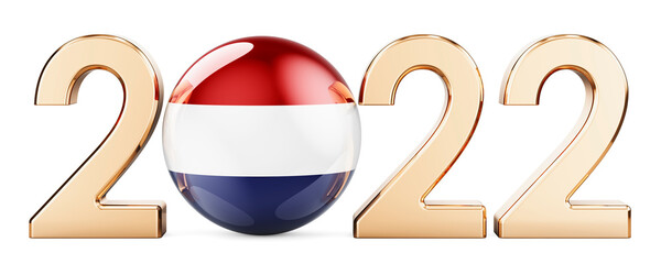 2022 with The Netherlands flag, 3D rendering