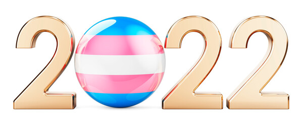 2022 with Transgender flag. 3D rendering