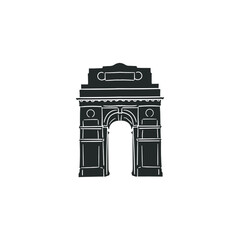 India Gate Icon Silhouette Illustration. Architecture Vector Graphic Pictogram Symbol Clip Art. Doodle Sketch Black Sign.