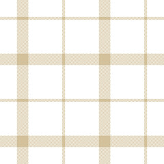 Plaid pattern windowpane in beige and white. Simple large light tartan check plaid graphic vector background for flannel shirt, blanket, duvet cover, other modern fashion textile print.