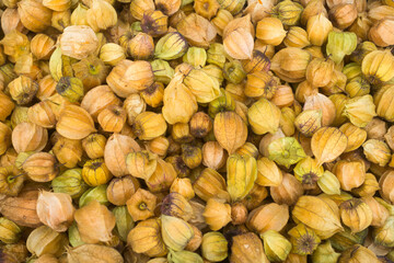 Cape gooseberry fruit in the traditional Colombian market - Physalis peruviana