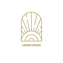 Bohemian retro linear logo with sun