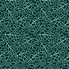 fresh green little cute nature foliage leaves repeat seamless pattern doodle cartoon style wallpaper vector illustration