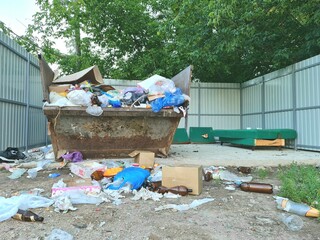 Dump. Street dumps. Rubbish. Pollution of nature.