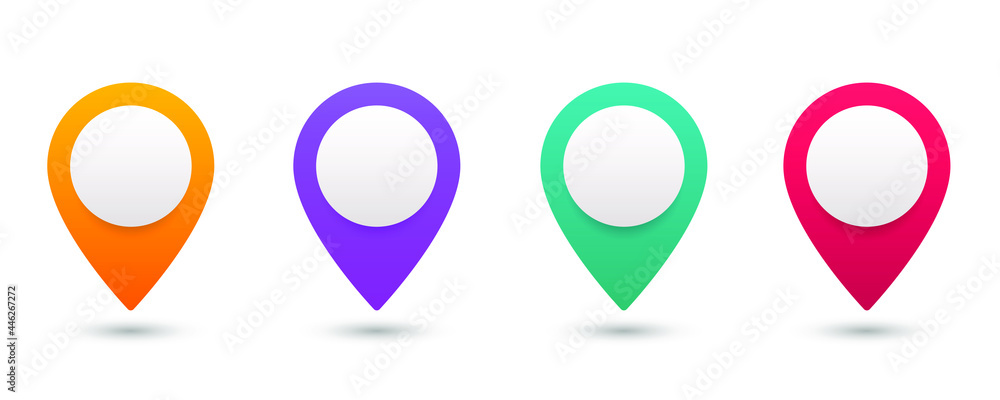 Poster set pin map marker pointer icon, gps location flat symbol – vector.