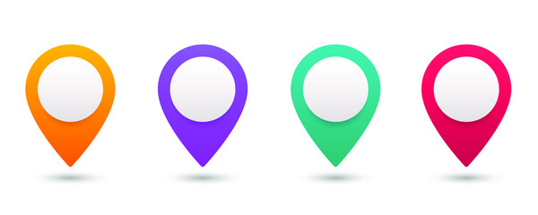 Set pin map marker pointer icon, GPS location flat symbol – vector.