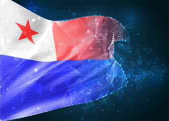 Chile, vector flag, virtual abstract 3D object from triangular polygons on a blue background