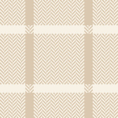 Plaid pattern windowpane in light beige and white. Herringbone textured seamless tartan check plaid graphic vector for jacket, coat, skirt, blanket, throw, other spring autumn winter fashion textile.
